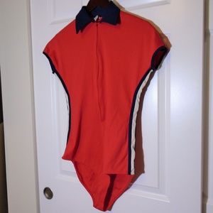 Vintage Sears Roebucks Collared One Piece Swimsuit Olympics Sports Swimming